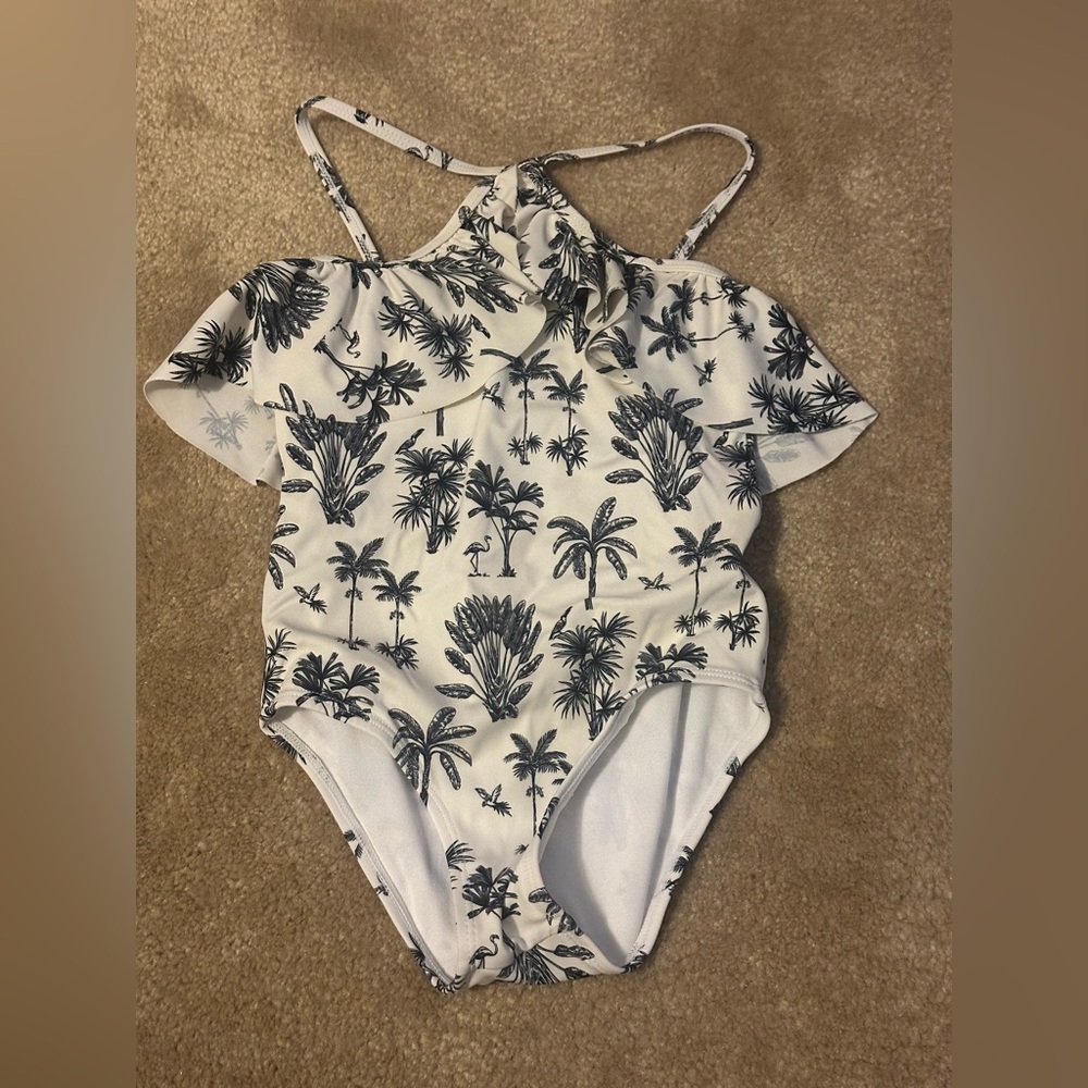 Tropical Print Halter Swimsuit